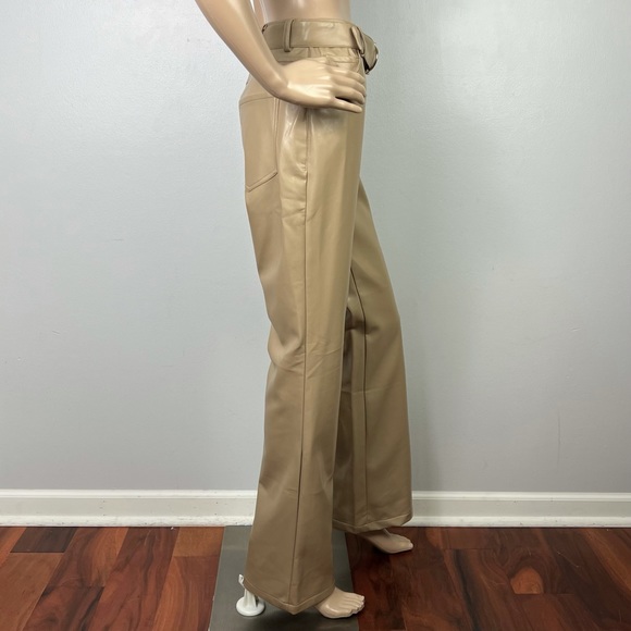 NEW NICHOLAS REVOLVE BEIGE VEGAN LEATHER PANTS - Picture 5 of 8